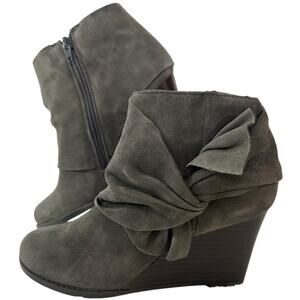 Sole Society Grey Pegie Wedge Bootie Shoes Size 6M